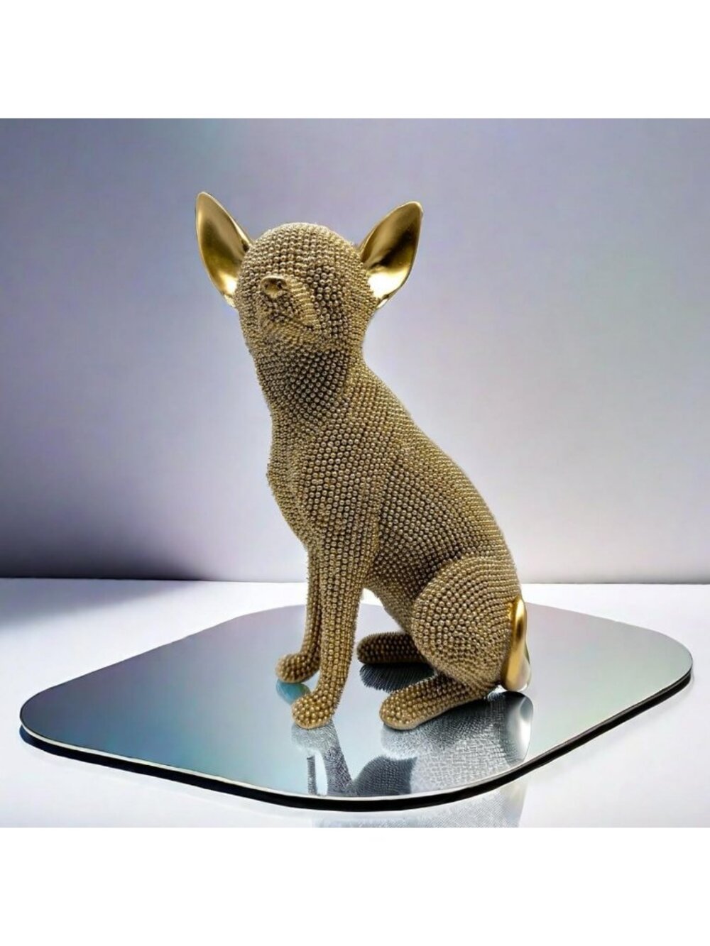 Abstract Chihuahua Dog Art Statue - Gold Figurine for Home Office Decor